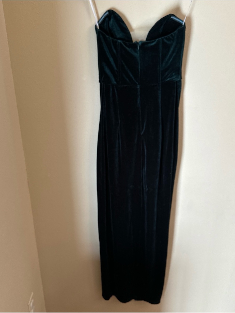 Lulus My Dream Come True Forest Green Velvet Strapless Maxi Dress Size Small - Picture 4 of 6